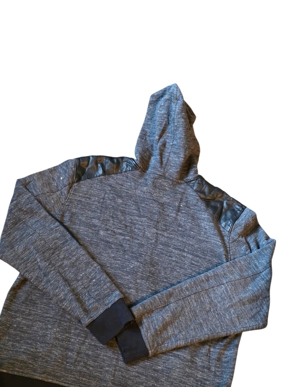 Rock & Republic Hoodie Mens XL Full Zip Gray Moto Quilted Hooded Jacket - Picture 7 of 11
